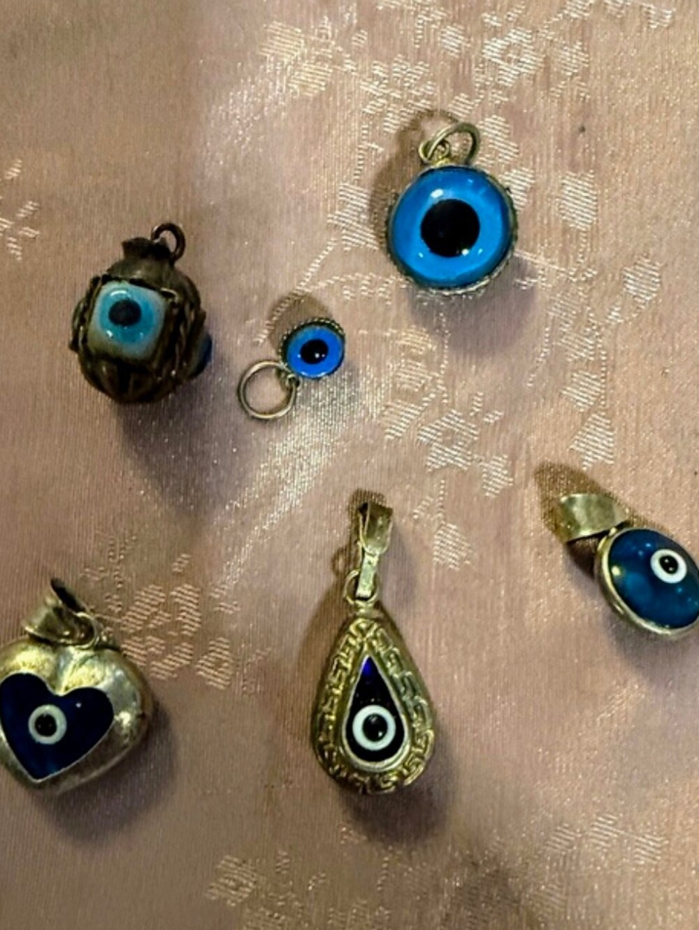 Vintage Silver Evil Eye Charms 6pc